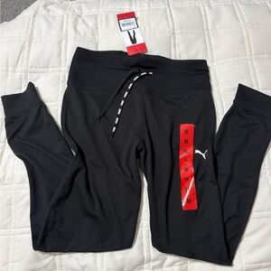 Women PUMA Black Athletic Leggings - Drawstring Waist
